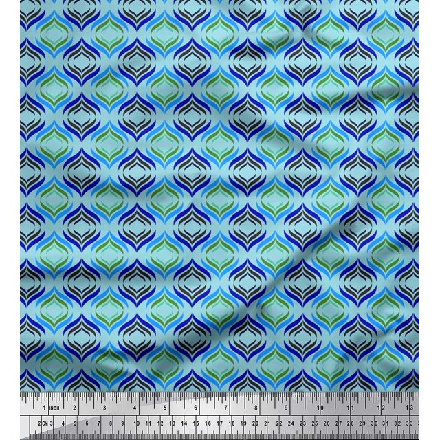 Soimoi Velvet Fabric Ogee Damask Print Sewing Fabric Yard 58 Inch Wide