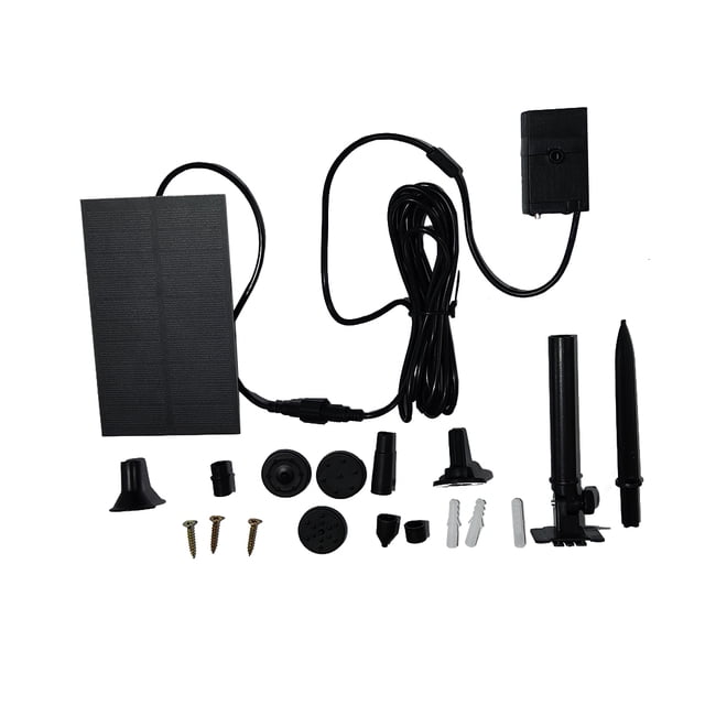 Solar Fountain Waterfall Pump Outdoor Rotatable Waterfall Pump Kit with 4 Nozzles Landscape Decoration Decorative Pond for Bird Bath Pool Fish Tank 2.5W