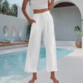 thumbnail image 4 of Summer Clearance 2025! Womens Plus Size Pants,Woman Fashion Solid Color Elastic Waist Drawstring Pocket Long Pants, 4 of 5