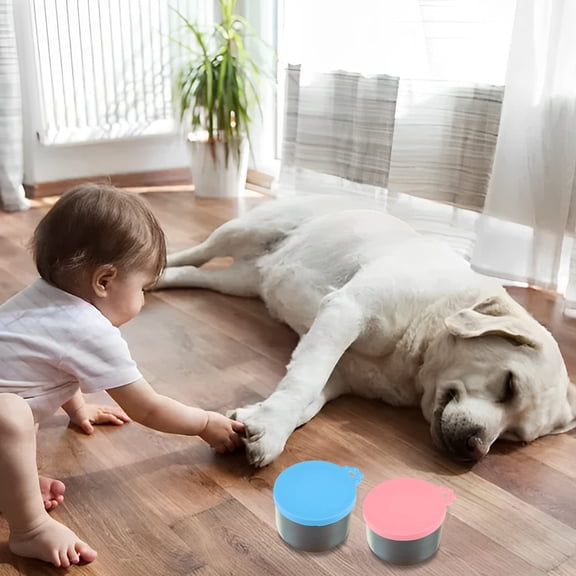 maskred 2pcs Silica Gel Dog S Food Fresh With Universal Can Toppers Practical Safe And Non-toxic Reusable pink + sky blue 1Set