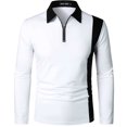 thumbnail image 3 of yievot Chemise à Col à Revers pour Homme à Manches Longues, Couture Bicolore, Mode, Fermeture Éclair, Manches Longues, Polo à Col Rabattu, 3 of 5