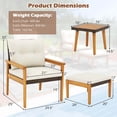 thumbnail image 3 of Costway 5 PCS Rattan Furniture Set Wood Frame Chairs & Ottomans with Square Coffee Table, 3 of 9