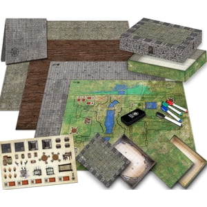 Melee Mats DND Map Starter Kit for Dungeons & Dragons Game - 22â€ x 26" Double Sided, Wet/Dry Erase Battle Terrain Grid - Ultimate Tabletop Board Gaming Experience with Accessories