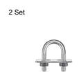 thumbnail image 3 of Unique Bargains Rond U-Bolts 2 Ensembles 24mm (0,94 ') Largeur Intérieure 49mm Longueur M8 304 Acier Inoxydable avec Rondelles d'Écrous et Plaques, 3 of 5