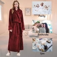thumbnail image 5 of Women's Plush Fleece Robe with Elastic Waist Design Long Warm Solid Bathrobe Dressing Nightgown, 5 of 5
