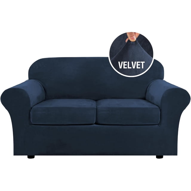 Modern Velvet Plush 4 Piece High Stretch Sofa Slipcover Furniture Protector Form Fit Luxury Thick Sofa Cover, Machine Washable