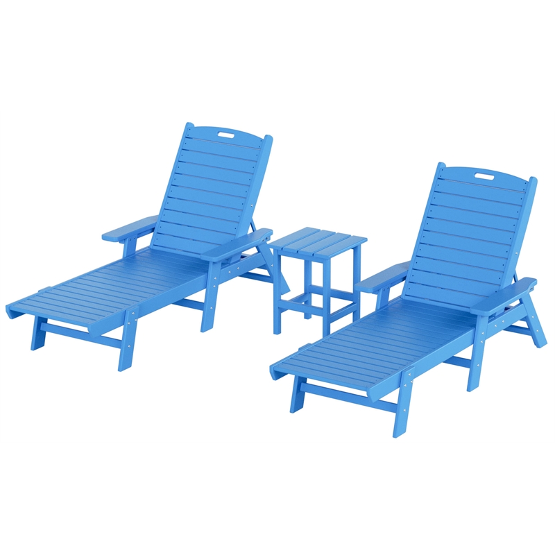 Costaelm Bayport Ensemble de 3 Pcs Chaise Longue/table d'Extérieur - Ensemble de 3, Bleu Pacifique