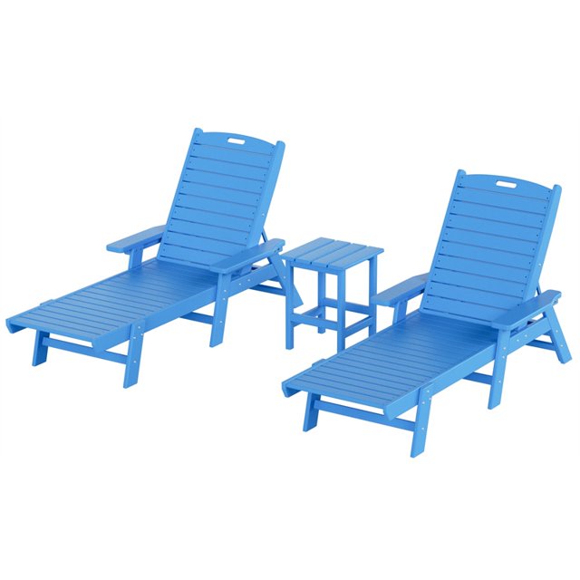 Costaelm Bayport Ensemble de 3 Pcs Chaise Longue/table d'Extérieur - Ensemble de 3, Bleu Pacifique