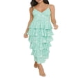 thumbnail image 1 of Women Bodycon Dress Ruffles Sleeveless Cami Split Dresses Summer Casual Beach Party, 1 of 5
