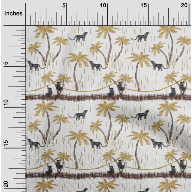 oneOone Soie Tabby Tissu Treeleopard & Singe Ikat Tissu Imprimé BTY 42 Pouces de Large