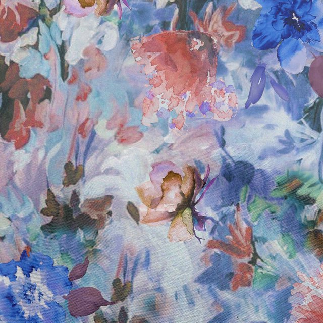 oneOone Viscose Jersey Medium Blue Fabric Abstract Floral Craft Projects Decor Fabric Printed By The Yard 60 Inch Wide