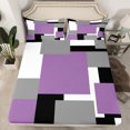 thumbnail image 2 of Erosebridal Purple Geometric Queen Sheet Sets, Rectangle Bedding Queen Size, Abstract Room Decor 4pcs, 2 of 7