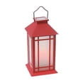 thumbnail image 1 of LED Solar Frosted Glass Pane Lantern Red, 1 of 3