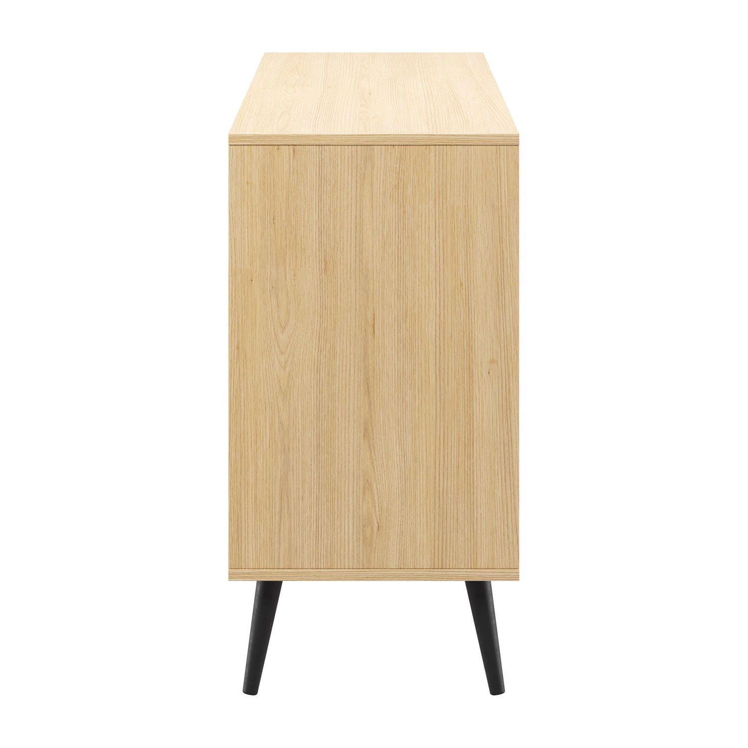 CorLiving Himari Engineered Wood Sideboard with Wood Legs, 2 Doors and 5 Shelves, Light Brown