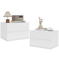 thumbnail image 1 of Costway 2 Pcs Table de Nuit Flottante Moderne, Table de Chevet Murale avec 2 Tiroirs de Rangement Blanc, 1 of 10