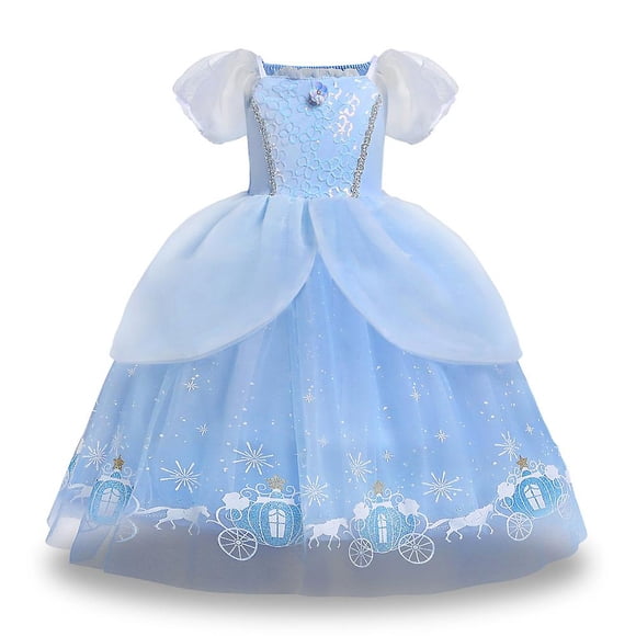 Kids Girls Princess Puff Sleeve Dress Fancy Party Cinderella Tulle Tutu Dress