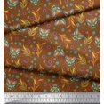 thumbnail image 2 of Soimoi Poly Georgette Fabric Leaves,Floral & Housefly Insects Print Fabric by The Yard 52 Inch Wide, 2 of 3