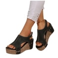 thumbnail image 1 of Marque Sandales Compensées Pisexur pour Femmes et Sandales Compensées à Plateforme pour Femmes Espadrilles 3 Po à Talons Compensés Sandales à Bride à la Cheville, 1 of 4