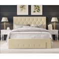 thumbnail image 1 of HMD Deborah Twin Tufted Upholstered Storage Panel Bed, Beige, 1 of 3