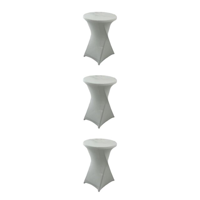 ZheElen Easy Care Stretch Round Tablecloth Versatile And Environmentally Friendly silver 3Set