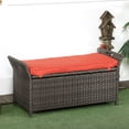 thumbnail image 2 of Outsunny Banc de Rangement en Osier 2-en-1 pour Patio avec Coussin Rouge - Ensemble de 1, 2 of 10