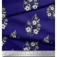 thumbnail image 2 of Soimoi Polyester Crepe Fabric Leaves & Floral Block Print Sewing Fabric Yard 42 Inch Wide, 2 of 3