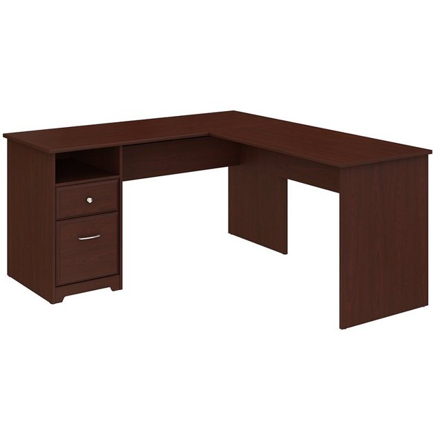 Bush Furniture Cabot Bureau d'Ordinateur en L de 60 Po avec Tiroirs, Fini Cerisier Récolte
