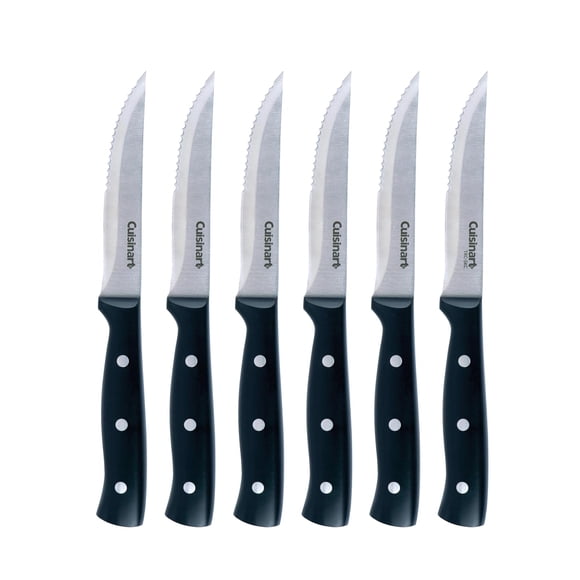 Cuisinart Lot de 6 couteaux à steack triple rivet en acier inoxydable à haute teneur en carbone