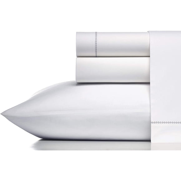 Vera Wang 400 Thread Count Sheet Set, Queen, White/Charcoal
