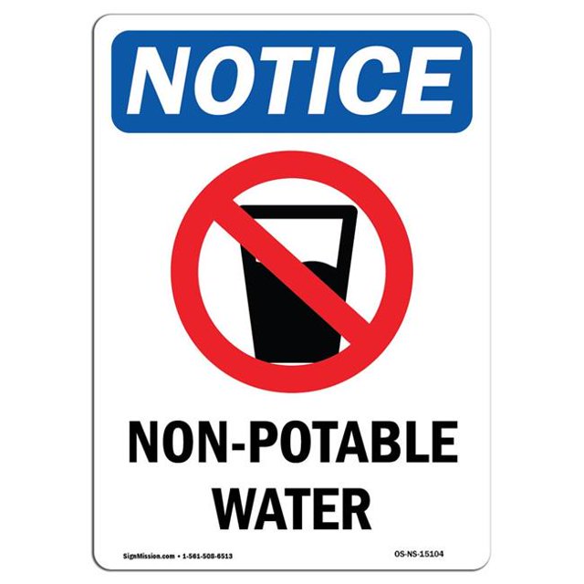 SignMission OS-NS-A-710-V-15104 7 x 10 Po Panneau d'Avertissement OSHA - Eau Non Potable
