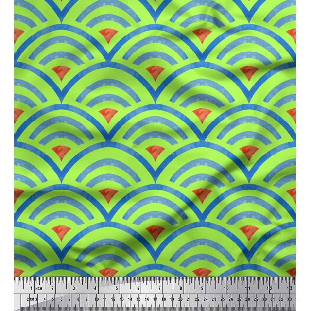 Soimoi Georgette Viscose Fabric Scales Geometric Print Fabric by Yard 42 Inch Wide