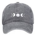 thumbnail image 1 of HNMKIU Moon Embroidery Distressed Washed Baseball Cap Classic Unstructured Low Profile Dad Hat for Daily Use Baseball Hats 03_Grey,One Size, 1 of 3