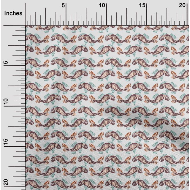 oneOone Viscose Jersey Fabric Fish Block Decor Fabric Printed BTY 60 Inch Wide