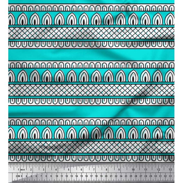 Soimoi Poly Crepe Fabric Ethnic Block Print Fabric by Yard 42 Inch Wide