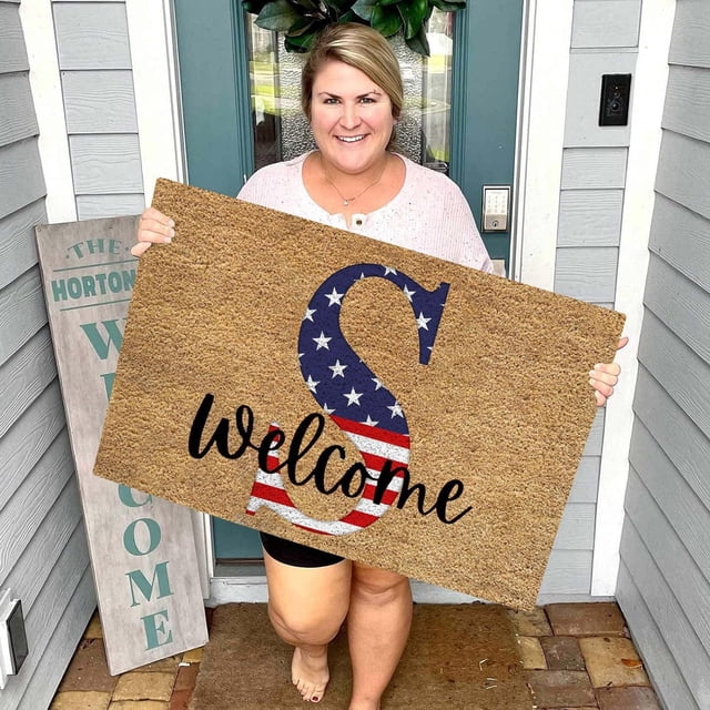 TopLLC Bathroom Rugs 4th Of July Door Mat Patriotic Doormat Entryway Rug Welcome Independence Day Doormat Stain And Fad Patriotic Decor Welcome Outdoor Mat A map