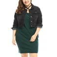 thumbnail image 1 of GRACE & GRANDEUR Women's Plus Jean Jackets Button Down Denim Bomber Jacket, 1 of 6