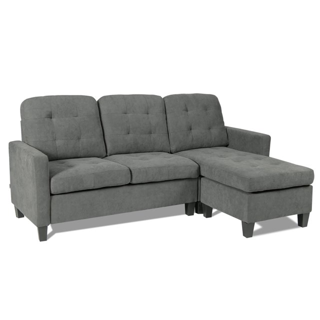 Costway Convertible Sectional Sofa Couch L-Shaped Couch Back Cushion Dark Gray