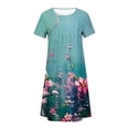 thumbnail image 4 of Robes Maxi pour Femmes 2023 avec Manches Robe d'Été Bohème à Imprimé à Manches Courtes Robe de Plage Longueur Genou Robe à Manches Courtes en Liquidation, 4 of 5