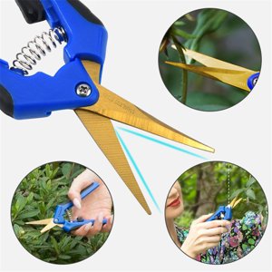 Stainless steel garden pruning shears gold-plated titanium spring safety lock pruning shears
