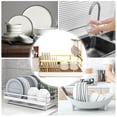 thumbnail image 1 of Two-Tier Dish Drying Rack with Integrated Utensil Holder and Efficient Drain Tray for Organized Kitchen Counter, 1 of 3