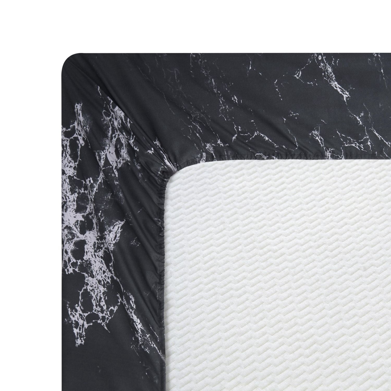 Literie Marina Décoration ultra douce et soyeuse, imprimée, en rayonne de bambou, toutes saisons, avec taies d'oreiller, motif marbre noir moderne