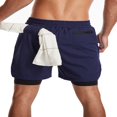 thumbnail image 4 of Men‘s 2 in 1 Double Layer Running Shorts Quick Dry Gym Training Sport Short with Phone Pockets, 4 of 6