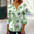 thumbnail image 1 of Blouses pour Femmes, T-shirt Imprimé Mode Manches 3/4 Blouse Col en V Hauts Décontractés, 1 of 5