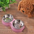 thumbnail image 1 of Riforla Dog Double Bowl Puppy Food Feeder Stainless Steel Drinking Dish Feeding Supplies Small Dog Accessories Stainless Steel Tableware Pink One Size, 1 of 3