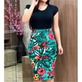 thumbnail image 2 of Ladies Sexy Hip Plus Size Party Dress Slim Flower Printed Short-Sleeved Mini Dress, 2 of 3