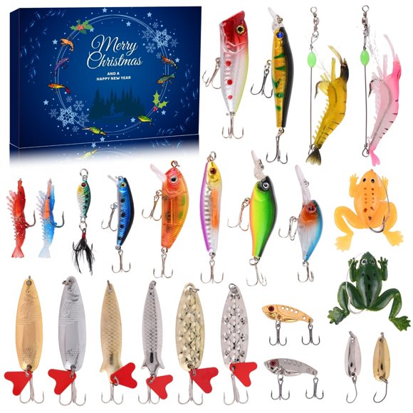 WANGSAHNGDUAN Calendrier de l'Avent de Pêche de Noël - Ensemble de 24 Jours pour Hommes, Ados et Garçons