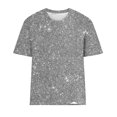 thumbnail image 4 of Amzcrzy Hauts pour Femmes T-Shirts Décontractés à Manches Courtes Hauts d'Été Mode Col Rond Hauts à Sequins pour Femmes Confort Polyvalent Hauts de Sortie Blouses, 4 of 4