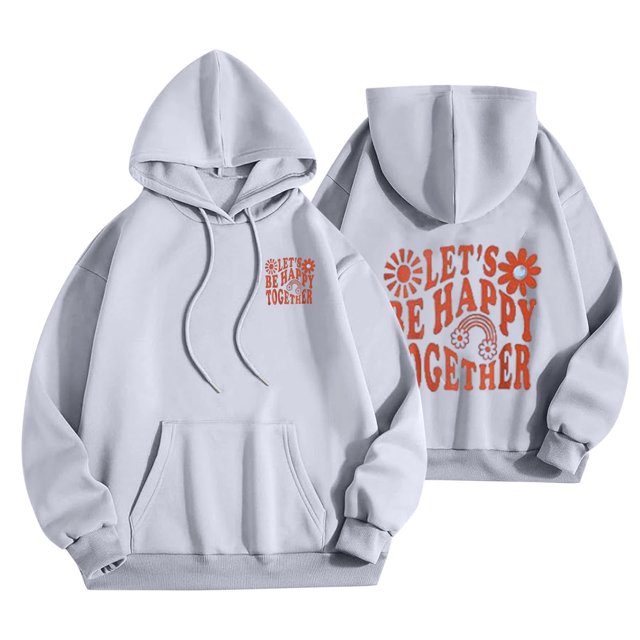 TIMIFIS Gris Chandails à Capuche pour Femmes Chandails Molletonnés d'Hiver en Molleton Chandail pour Dames Mode à Imprimé Graphique de Lettres Chandails Molletonnés avec Poche