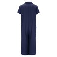 thumbnail image 4 of Kcodviy Women's Solid Colour Casual Jumpsuit Short Sleeve Mid Length Sequin Rompers for Women Shirt Jumpsuit, 4 of 5