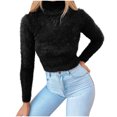 thumbnail image 1 of GigrtiJin Chandails à Col Roulé pour Femmes Décontractés Couleur Unie Slim Crop Top Mode Confortable Blouses Décontractées, 1 of 7